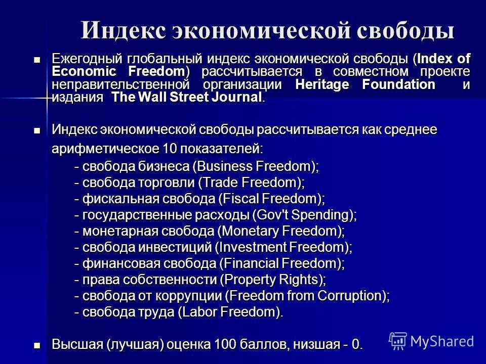Индексы экономической свободы - indices of economic freedom